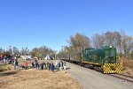 The Baldwin S-12 powers the passenger photo charter special just south of Bailey St in Woodstown. Marvin L. Watson Memorial Park is in the background on the left 